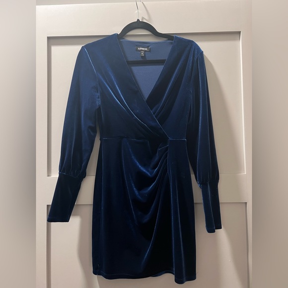 Navy blue long sleeve dress express XS - Picture 1 of 3